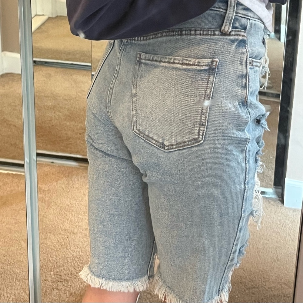 Distressed Blue Jean Shorts